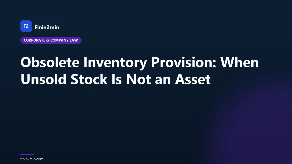 Obsolete Inventory Provision: When Unsold Stock Is Not an Asset