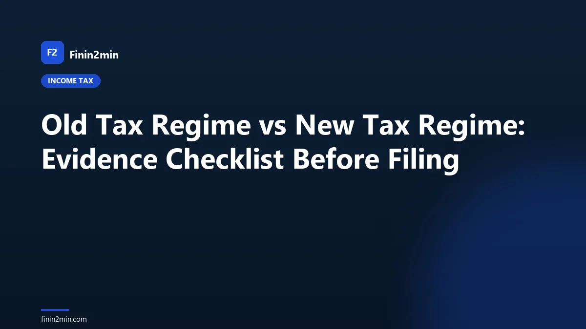 Old Tax Regime vs New Tax Regime: Evidence Checklist Before Filing