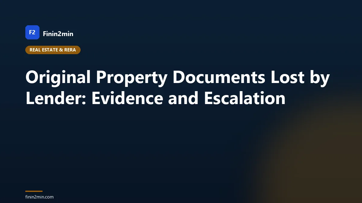 Original Property Documents Lost by Lender: Evidence and Escalation