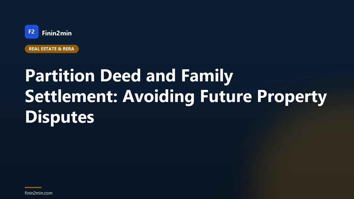 Partition Deed and Family Settlement: Avoiding Future Property Disputes