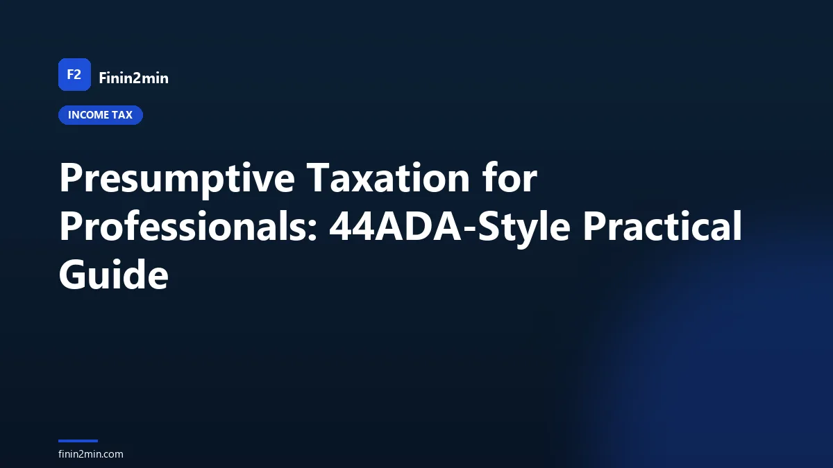 Presumptive Taxation for Professionals: 44ADA-Style Practical Guide