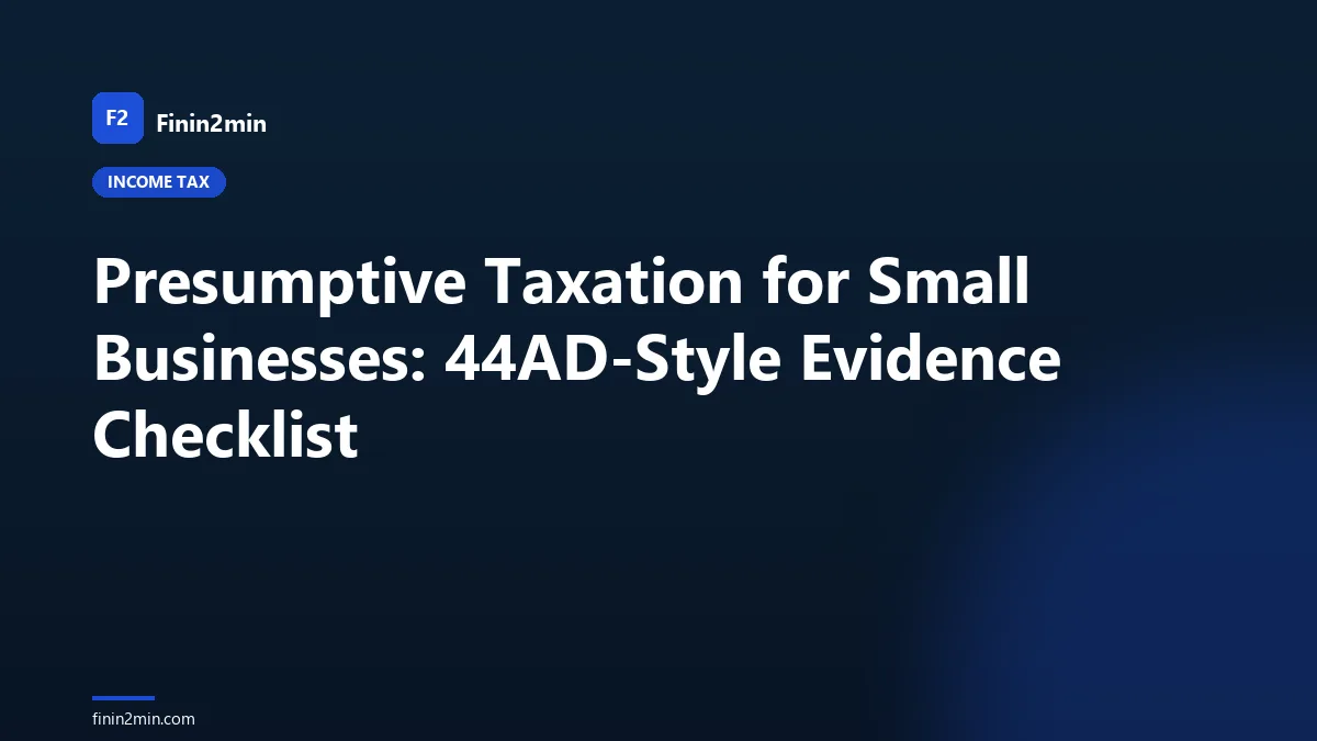 Presumptive Taxation for Small Businesses: 44AD-Style Evidence Checklist