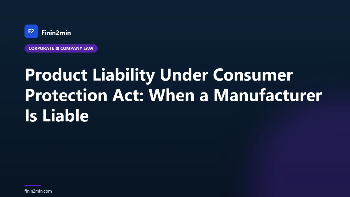 Product Liability Under Consumer Protection Act: When a Manufacturer Is Liable