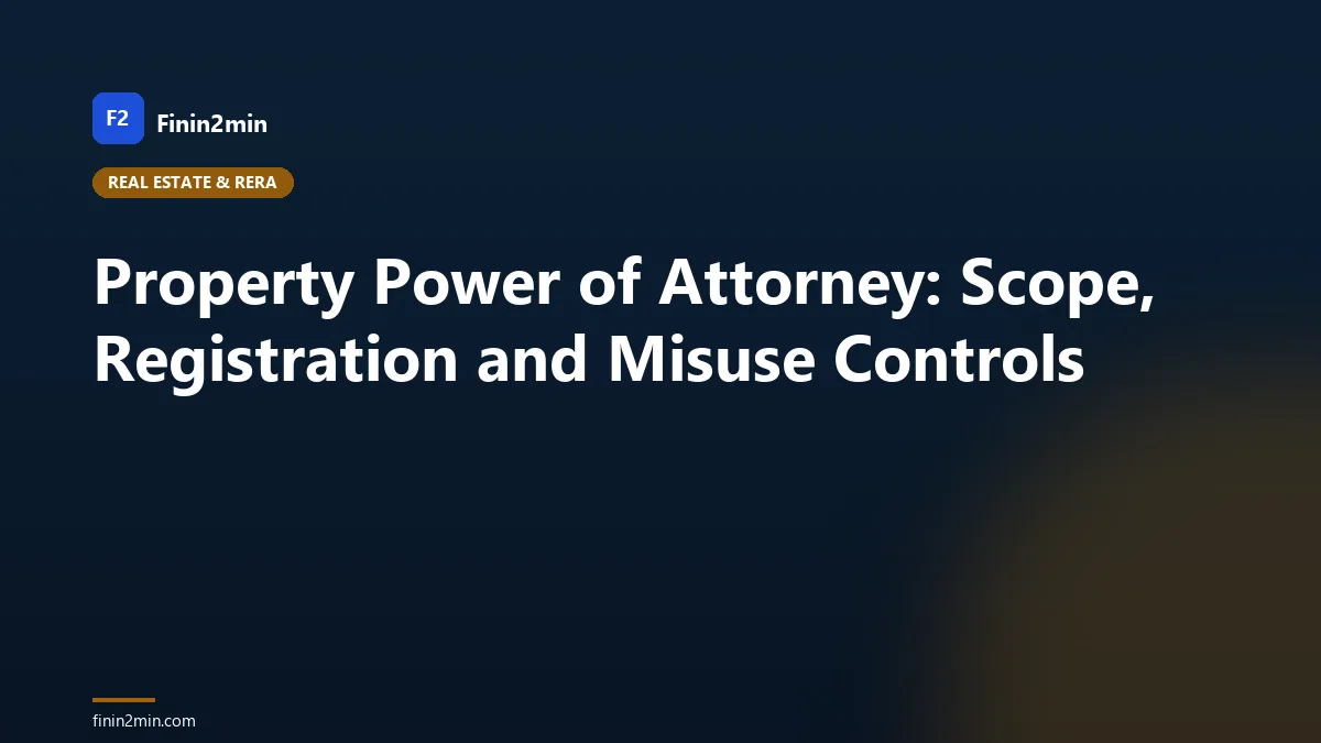 Property Power of Attorney: Scope, Registration and Misuse Controls