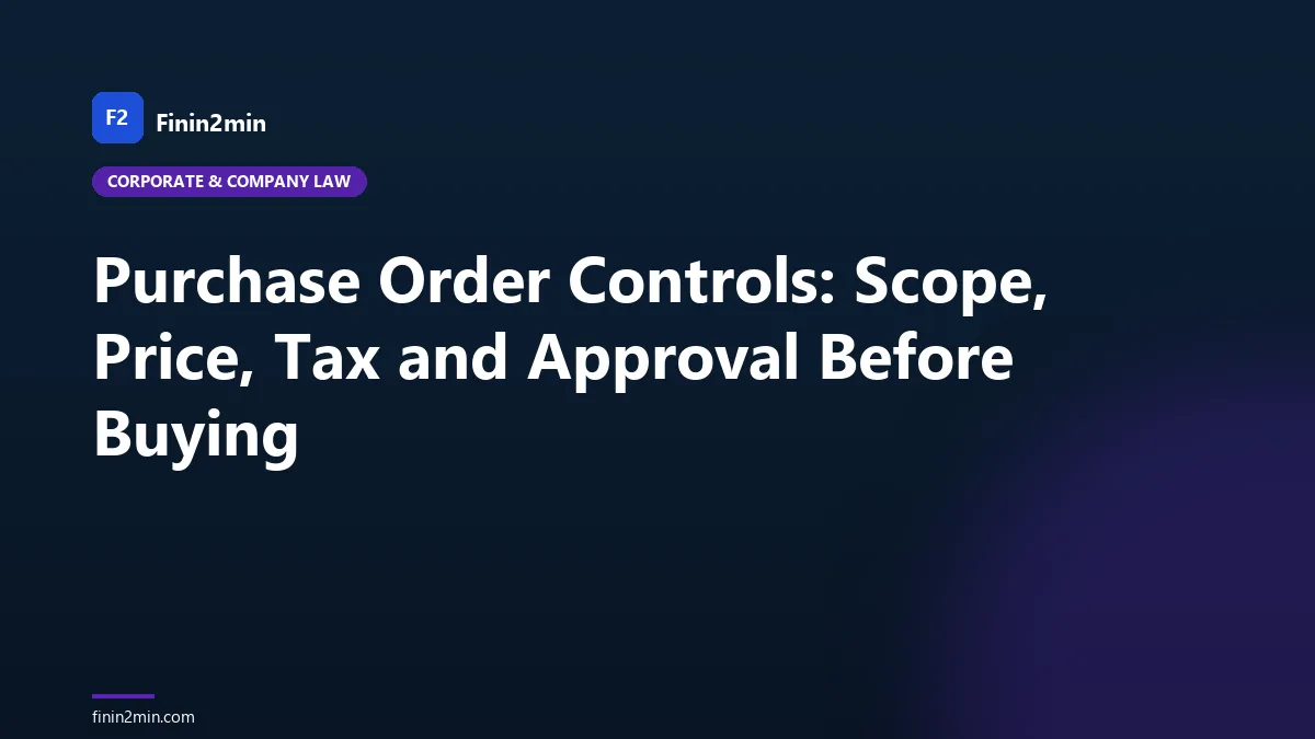 Purchase Order Controls: Scope, Price, Tax and Approval Before Buying