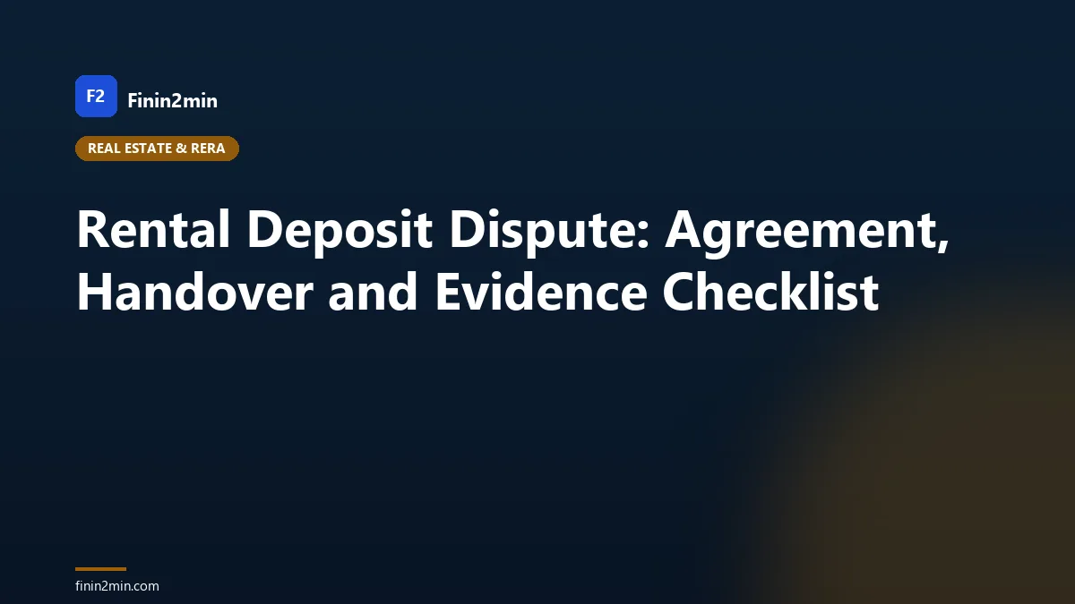 Rental Deposit Dispute: Agreement, Handover and Evidence Checklist