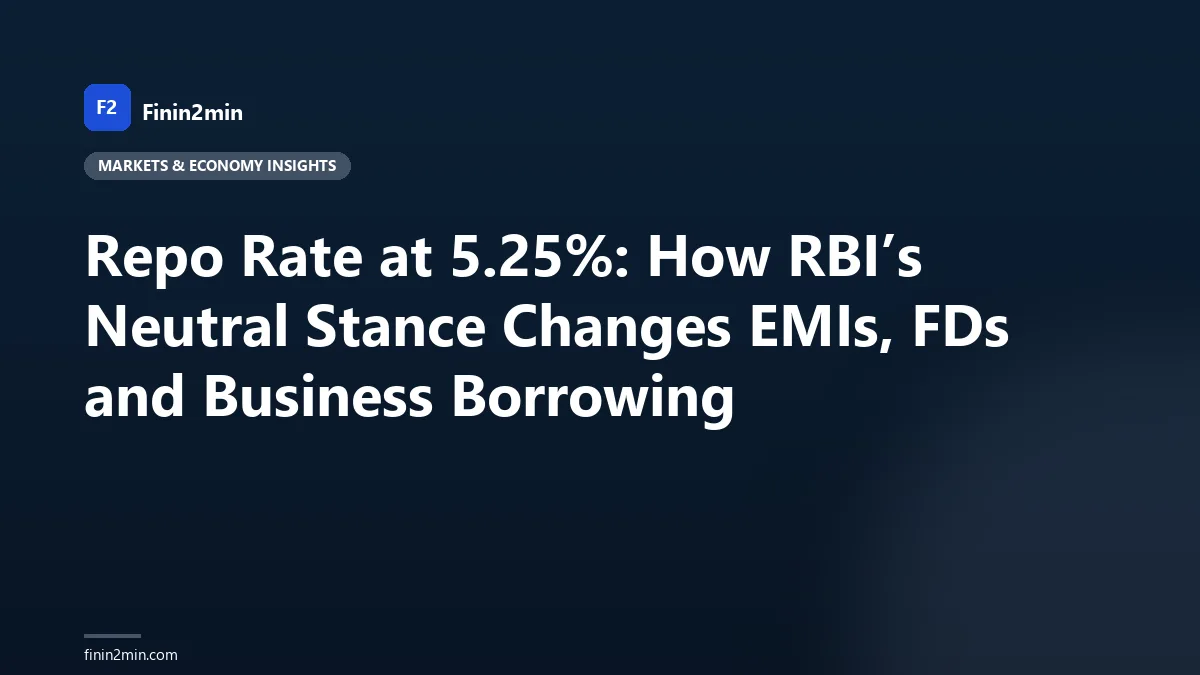 Repo Rate at 5.25%: How RBI’s Neutral Stance Changes EMIs, FDs and Business Borrowing