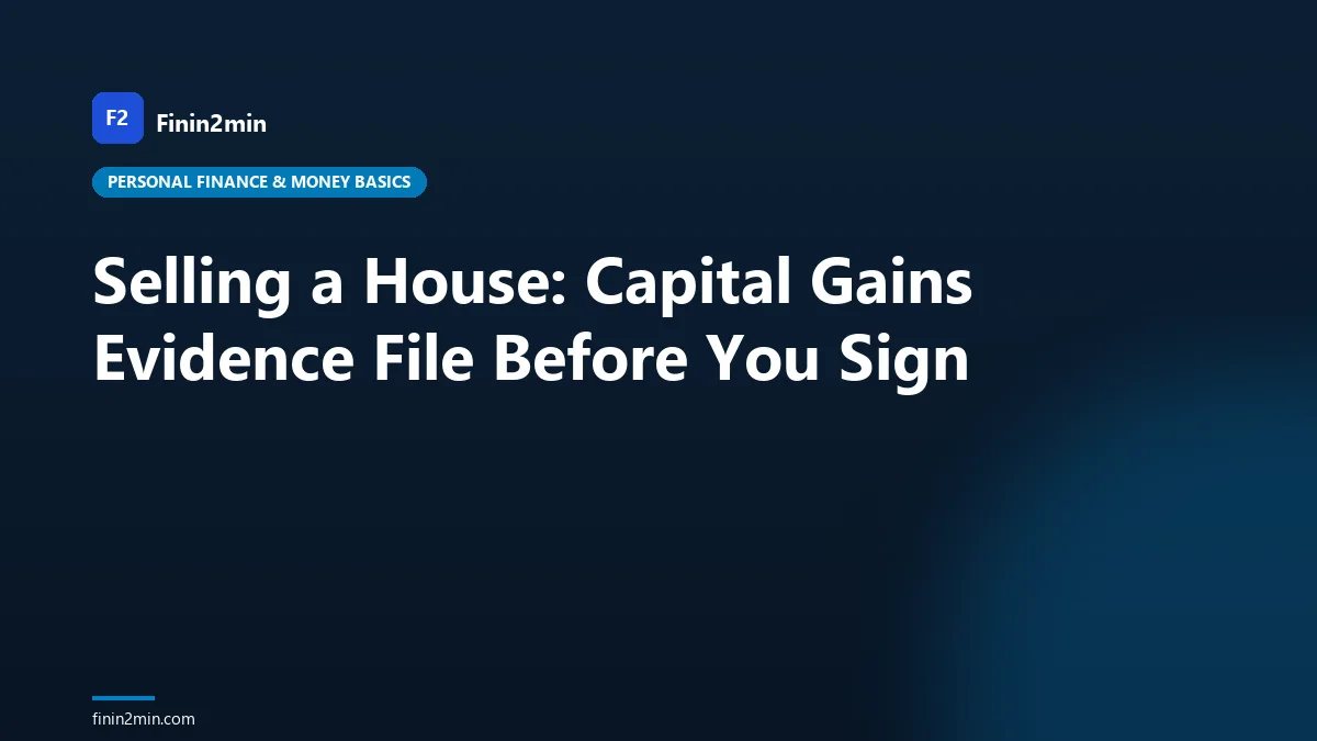 Selling a House: Capital Gains Evidence File Before You Sign