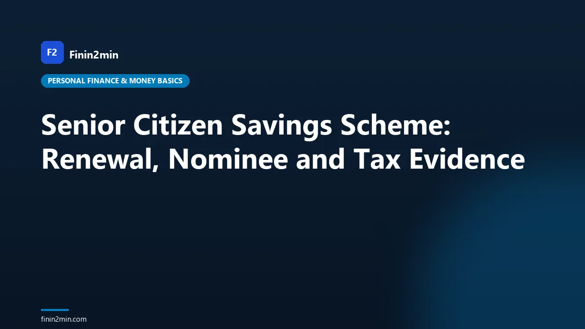 Senior Citizen Savings Scheme: Renewal, Nominee and Tax Evidence