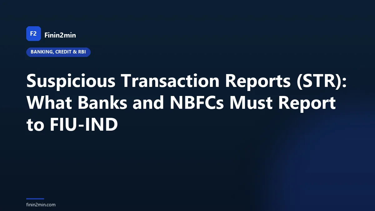 Suspicious Transaction Reports (STR): What Banks and NBFCs Must Report to FIU-IND
