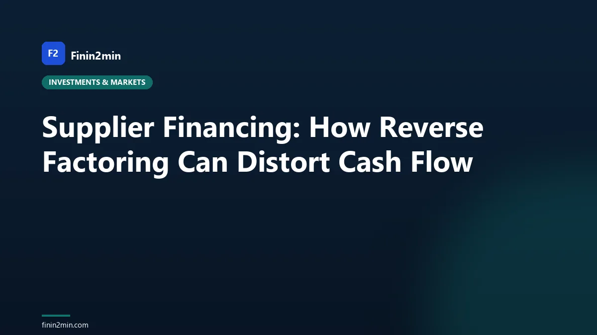 Supplier Financing: How Reverse Factoring Can Distort Cash Flow