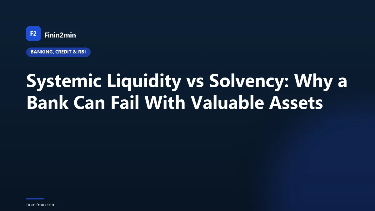 Systemic Liquidity vs Solvency: Why a Bank Can Fail With Valuable Assets