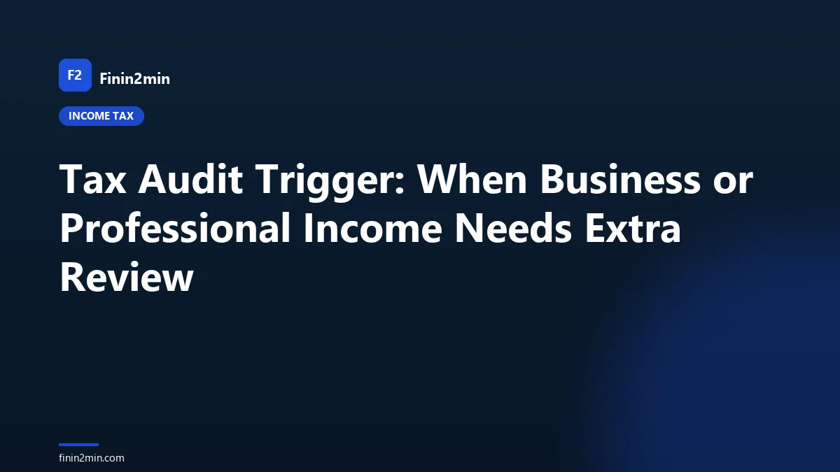 Tax Audit Trigger: When Business or Professional Income Needs Extra Review