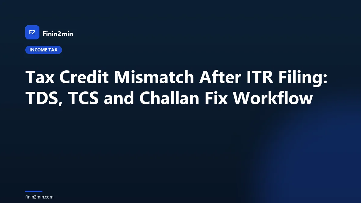 Tax Credit Mismatch After ITR Filing: TDS, TCS and Challan Fix Workflow