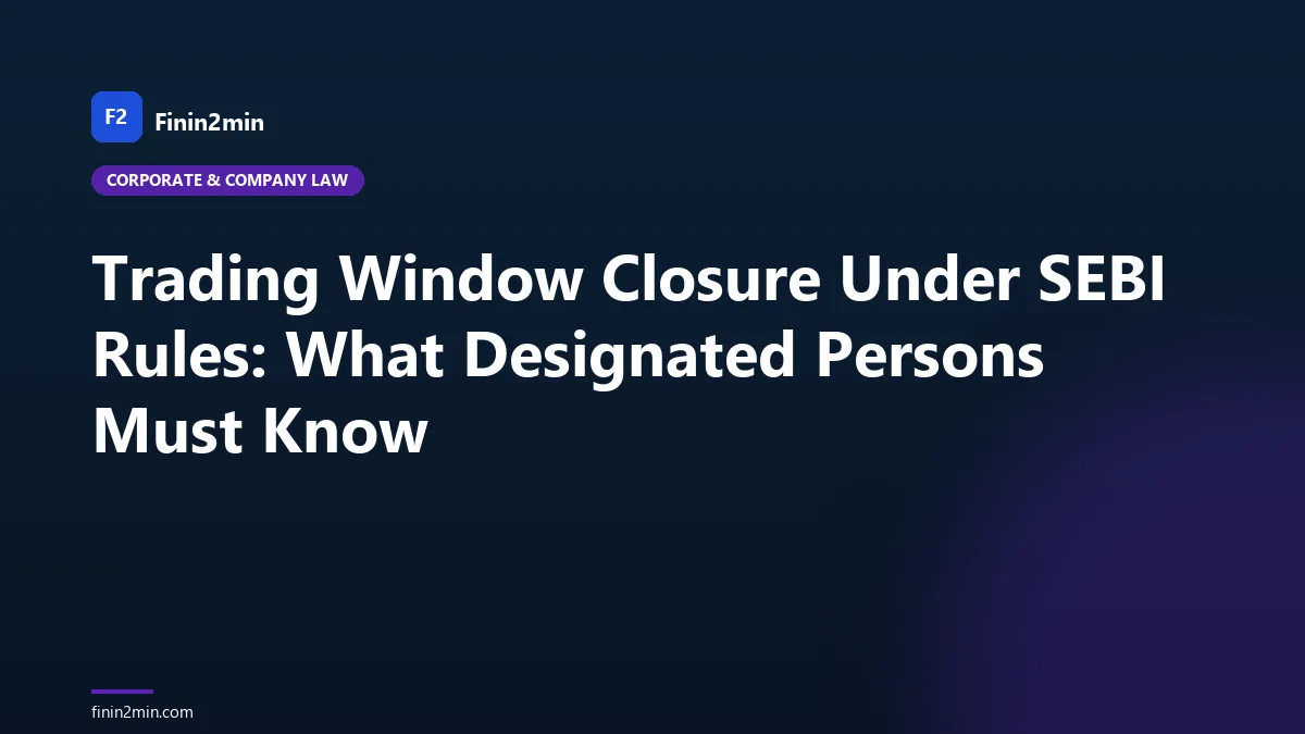 Trading Window Closure Under SEBI Rules: What Designated Persons Must Know