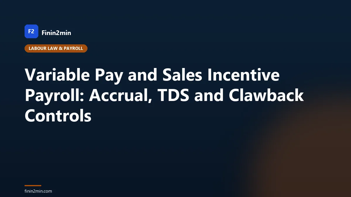Variable Pay and Sales Incentive Payroll: Accrual, TDS and Clawback Controls