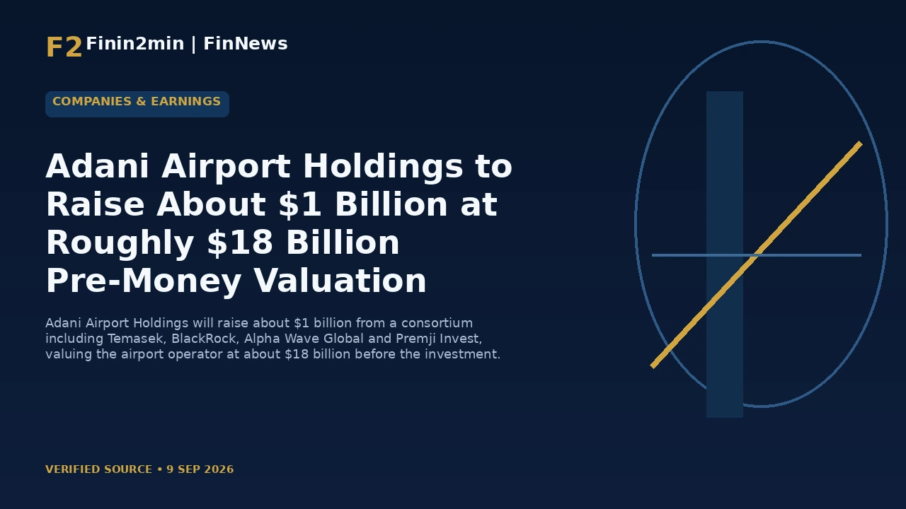 Adani Airport Holdings to Raise About $1 Billion at Roughly $18 Billion Pre-Money Valuation