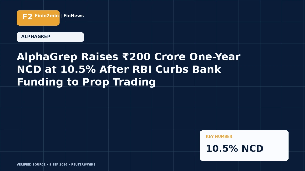 AlphaGrep Raises ₹200 Crore One-Year NCD at 10.5% After RBI Curbs Bank Funding to Prop Trading