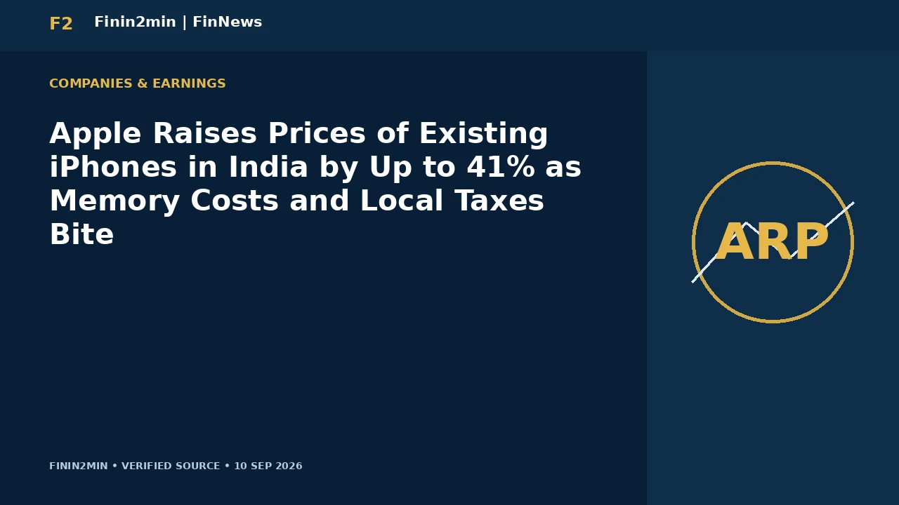 Apple Raises Prices of Existing iPhones in India by Up to 41% as Memory Costs and Local Taxes Bite
