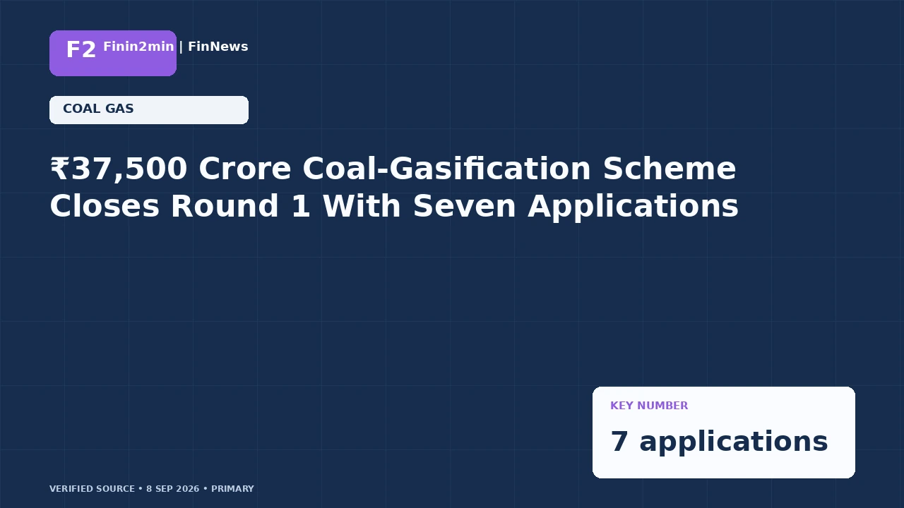 ₹37,500 Crore Coal-Gasification Scheme Closes Round 1 With Seven Applications