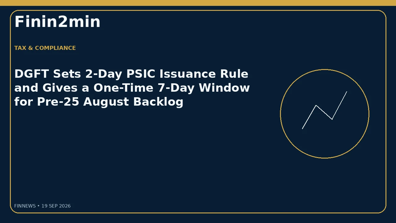 DGFT Sets 2-Day PSIC Issuance Rule and Gives a One-Time 7-Day Window for Pre-25 August Backlog