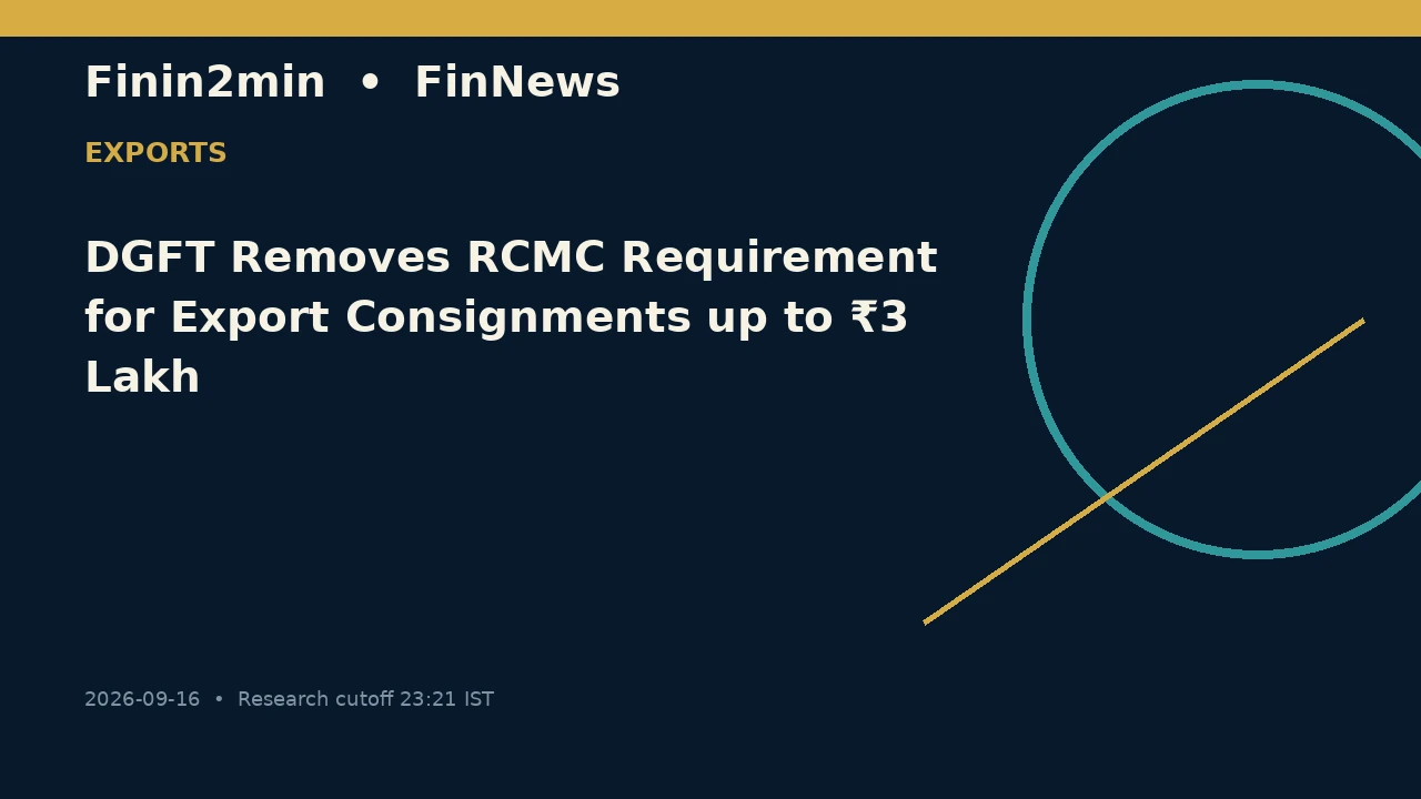 DGFT Removes RCMC Requirement for Export Consignments up to ₹3 Lakh