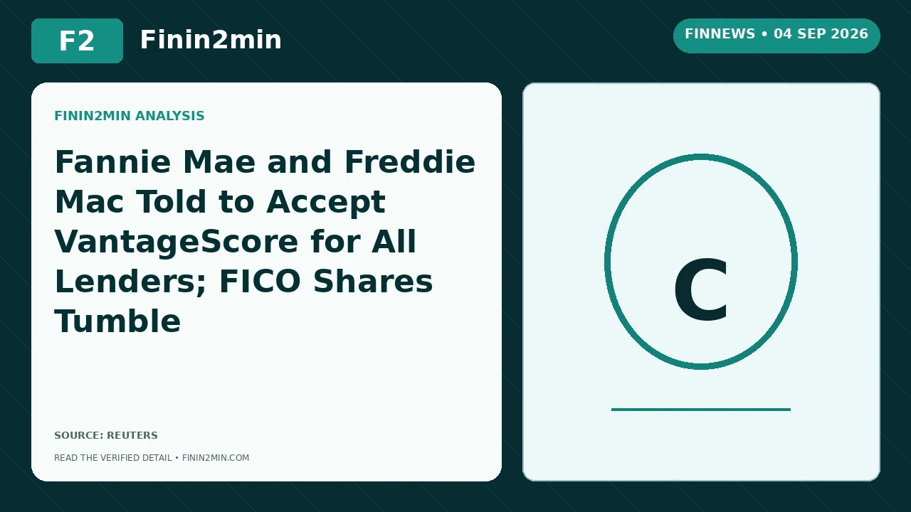 Fannie Mae and Freddie Mac Told to Accept VantageScore for All Lenders; FICO Shares Tumble | Finin2min FinNews