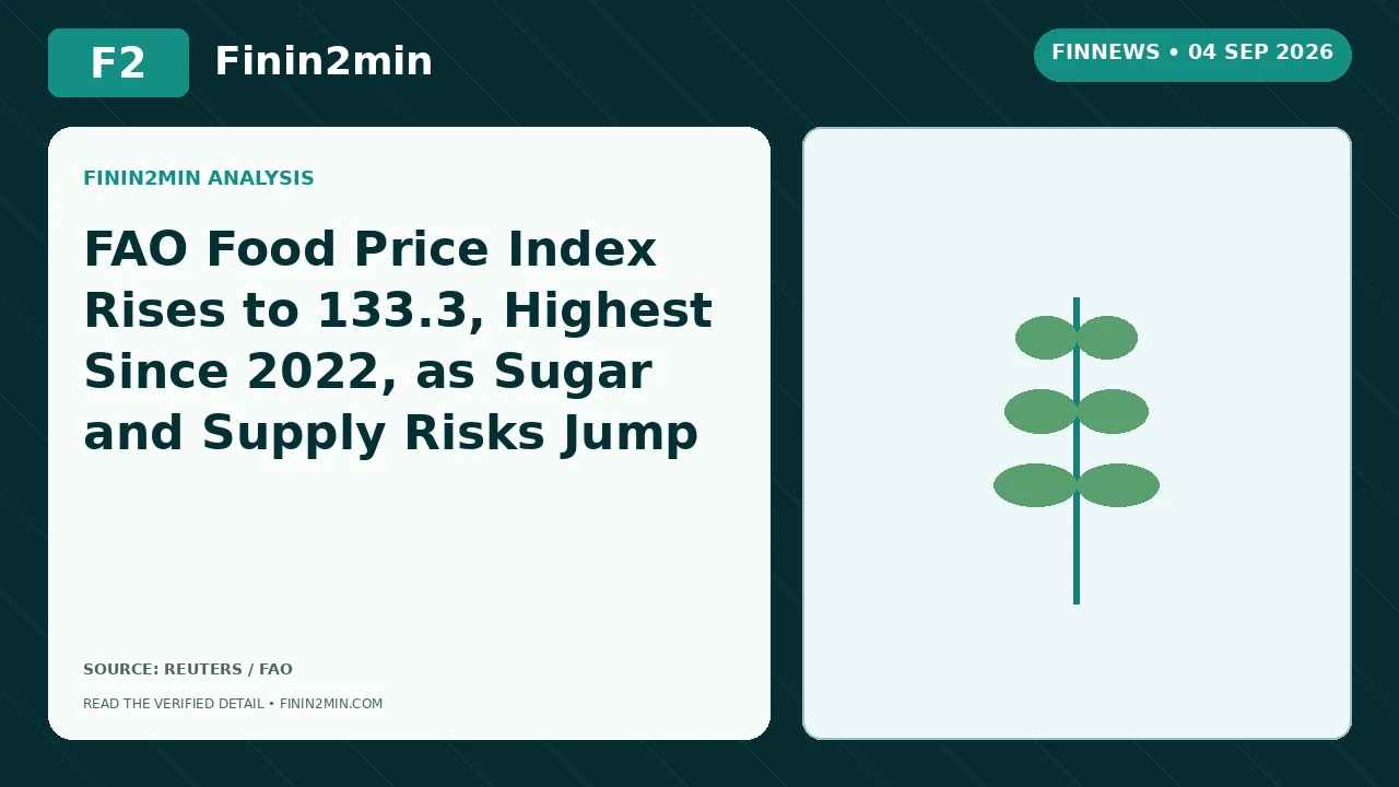 FAO Food Price Index Rises to 133.3, Highest Since 2022, as Sugar and Supply Risks Jump | Finin2min FinNews
