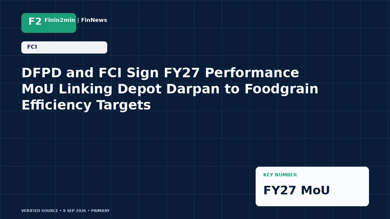DFPD and FCI Sign FY27 Performance MoU Linking Depot Darpan to Foodgrain Efficiency Targets