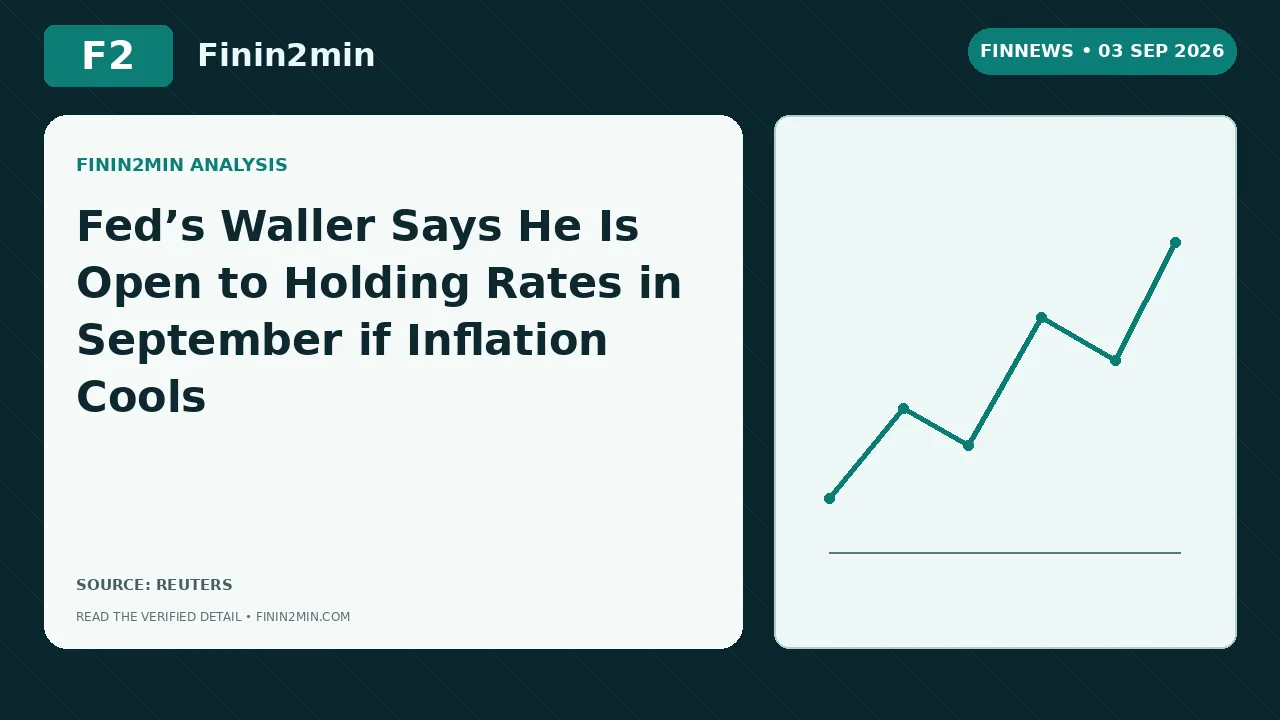 Fed’s Waller Says He Is Open to Holding Rates in September if Inflation Cools