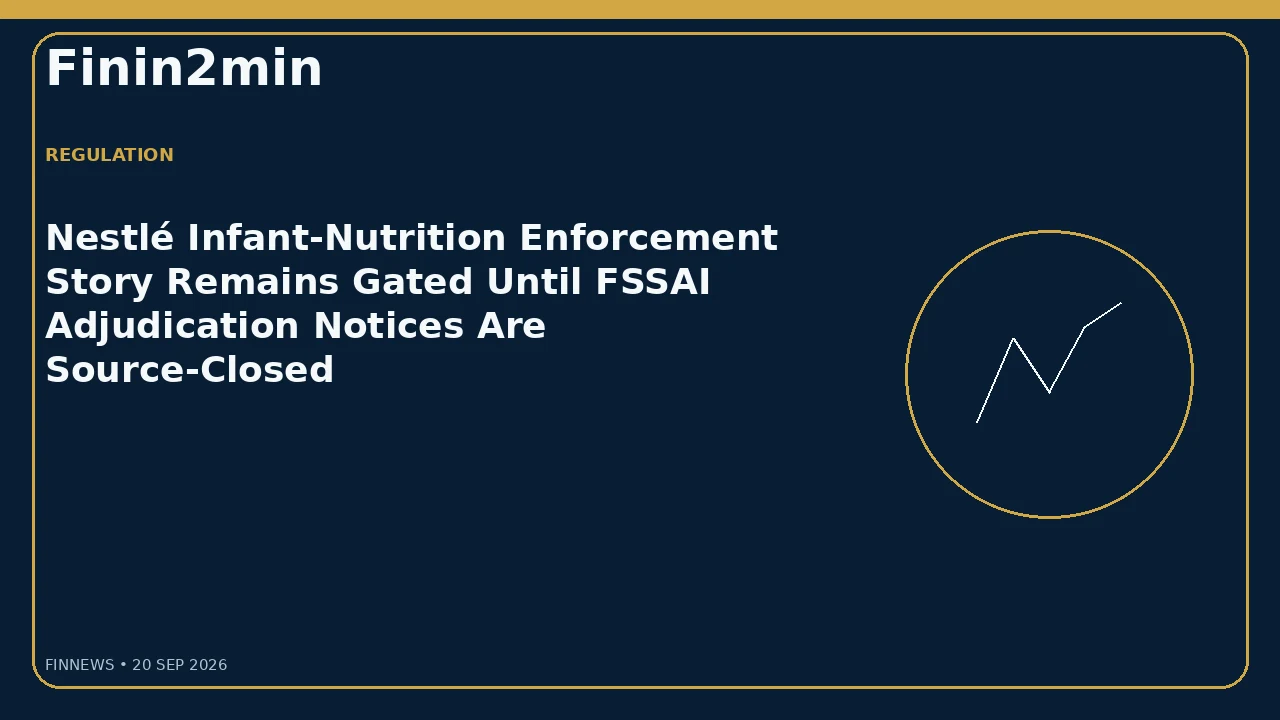 Nestlé Infant-Nutrition Enforcement Story Remains Gated Until FSSAI Adjudication Notices Are Source-Closed