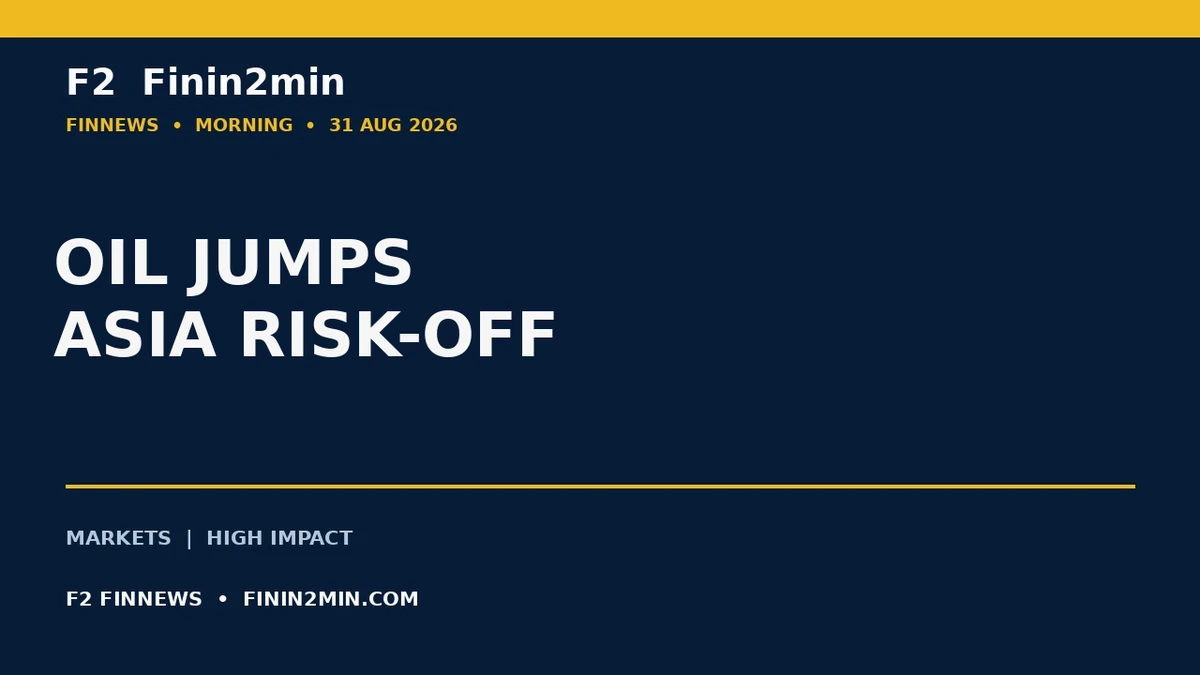 Finin2min FinNews editorial graphic: Oil Jumps as Asia Stocks Slip on U.S.–Iran Fighting and Rate Risk
