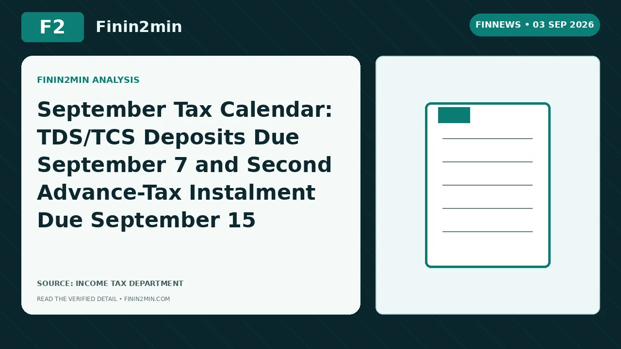 September Tax Calendar: TDS/TCS Deposits Due September 7 and Second Advance-Tax Instalment Due September 15