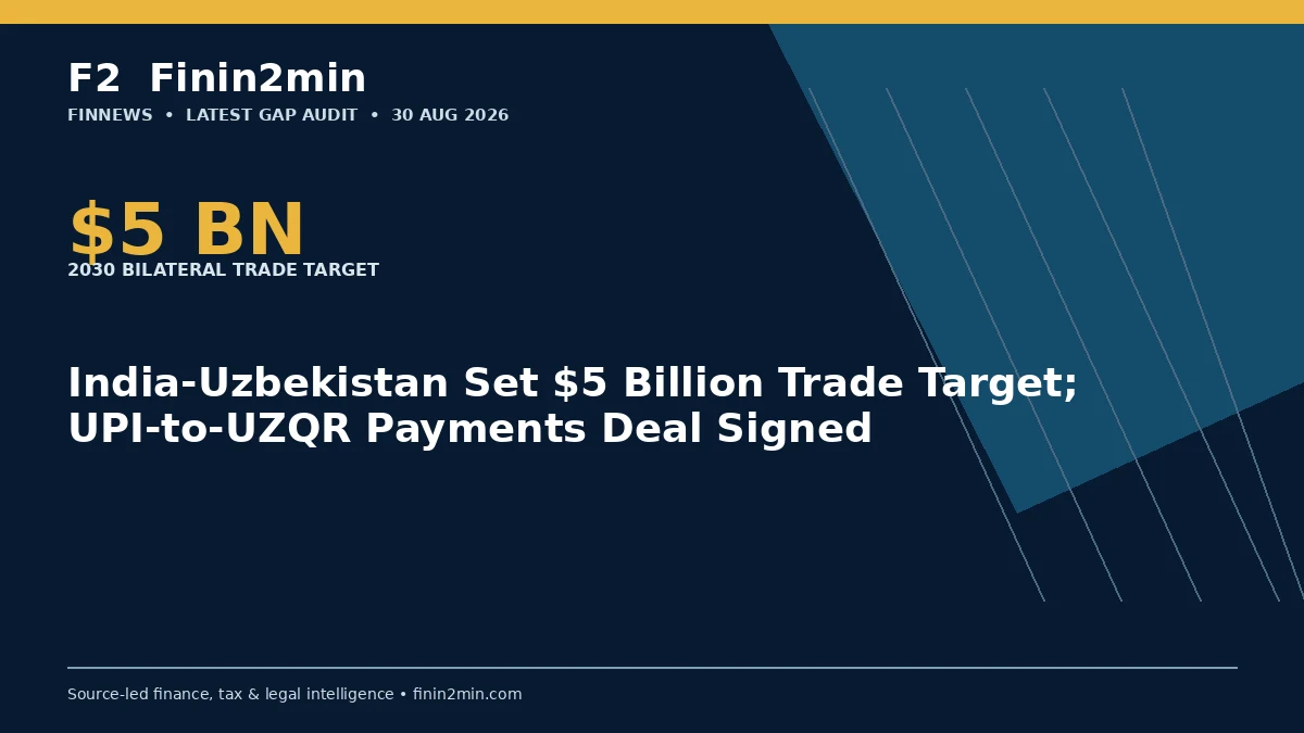 Finin2min FinNews: India-Uzbekistan Set $5 Billion Trade Target; UPI-to-UZQR Payments Deal Signed