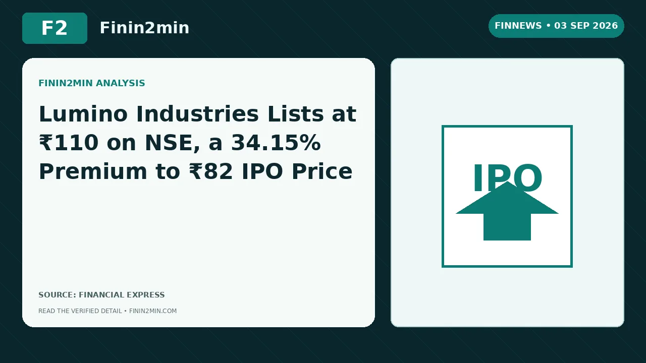 Lumino Industries Lists at ₹110 on NSE, a 34.15% Premium to ₹82 IPO Price
