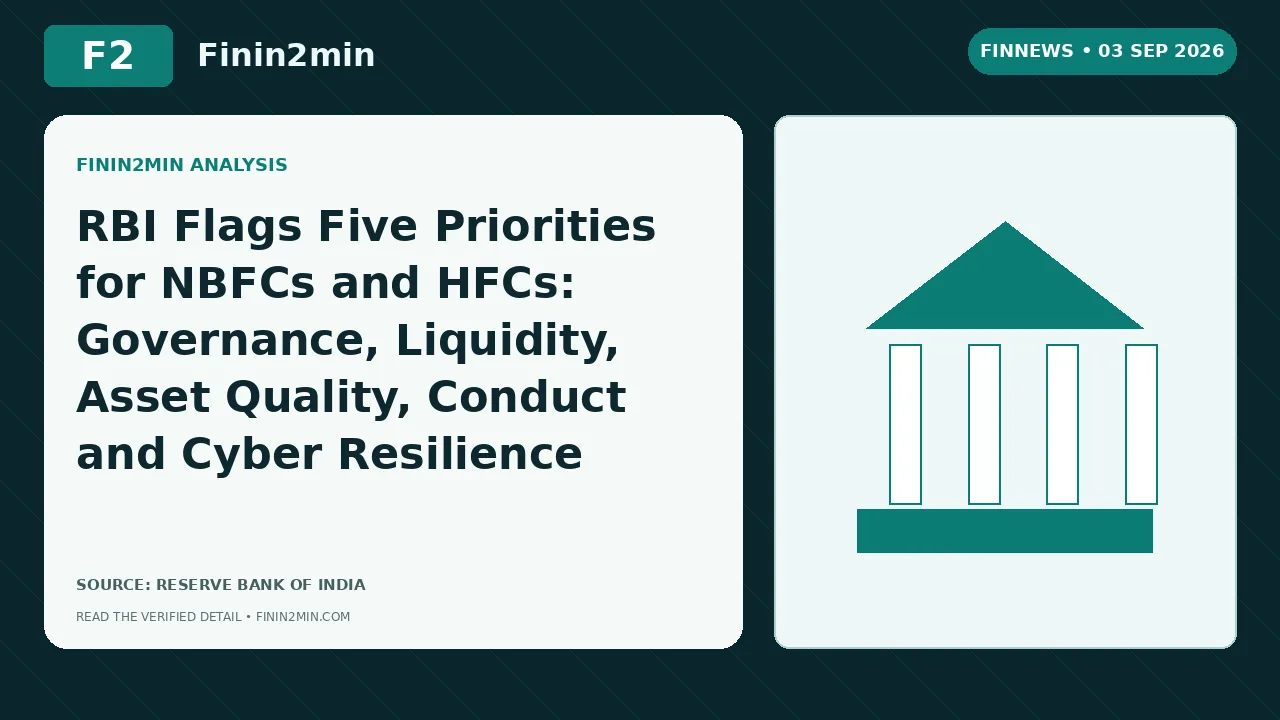 RBI Flags Five Priorities for NBFCs and HFCs: Governance, Liquidity, Asset Quality, Conduct and Cyber Resilience