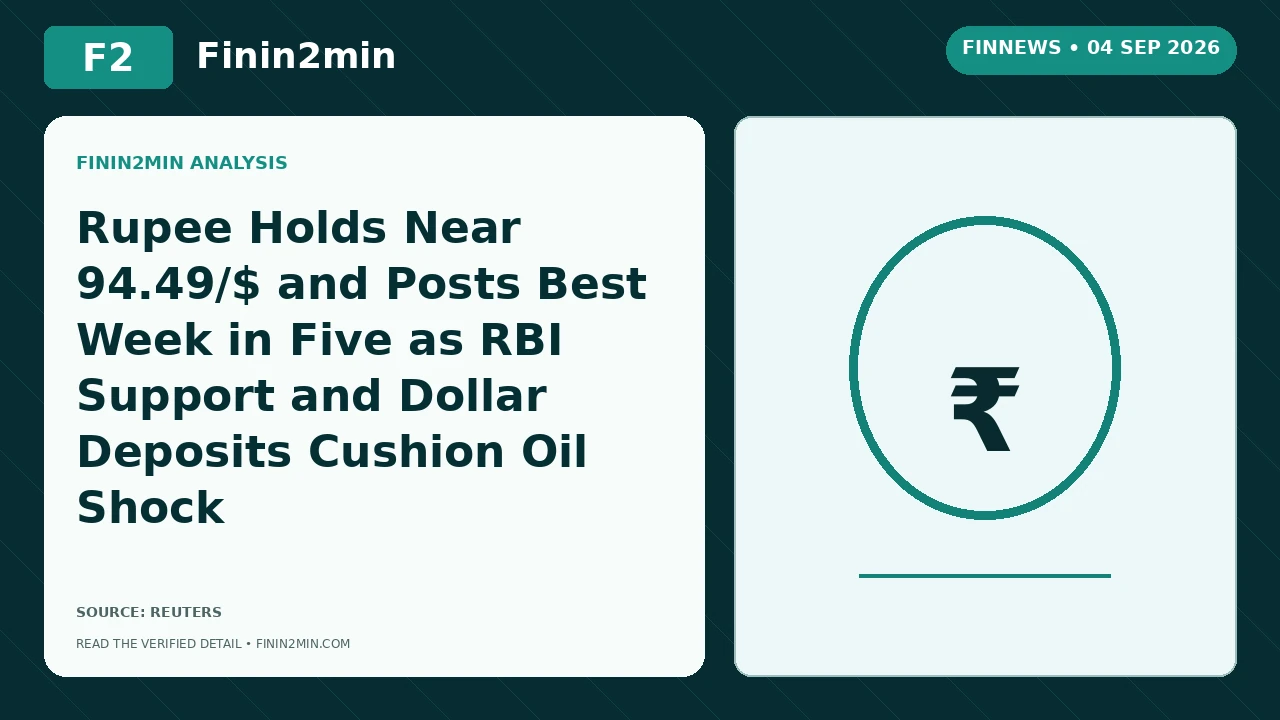 Rupee Holds Near 94.49/$ and Posts Best Week in Five as RBI Support and Dollar Deposits Cushion Oil Shock | Finin2min FinNews