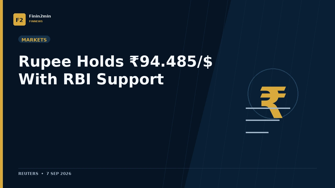 Rupee Closes Flat at ₹94.485/$ as RBI Support Offsets Oil Pressure; Reuters Sources Estimate Heavy Dollar Sales