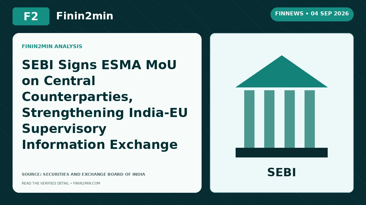 SEBI Signs ESMA MoU on Central Counterparties, Strengthening India-EU Supervisory Information Exchange | Finin2min FinNews