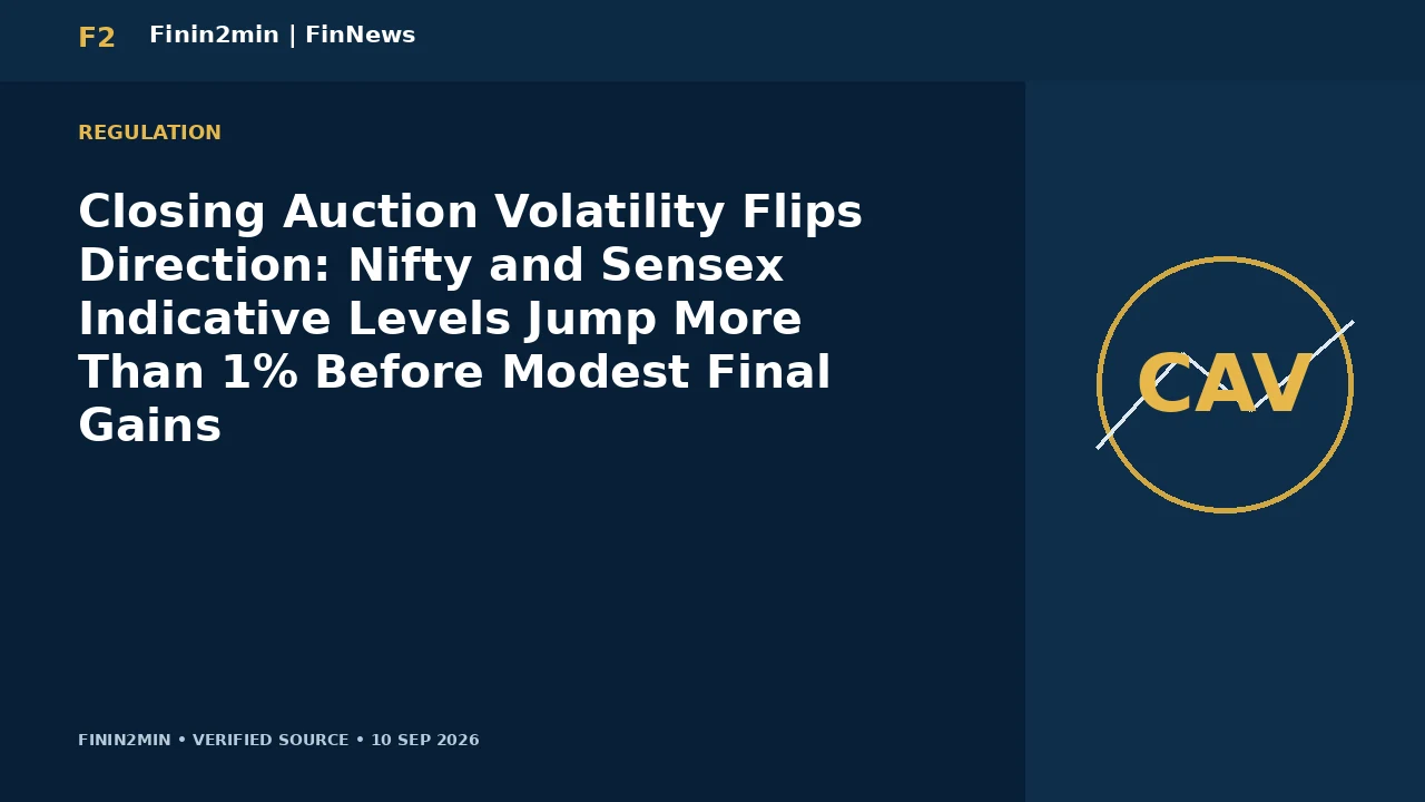 Closing Auction Volatility Flips Direction: Nifty and Sensex Indicative Levels Jump More Than 1% Before Modest Final Gains