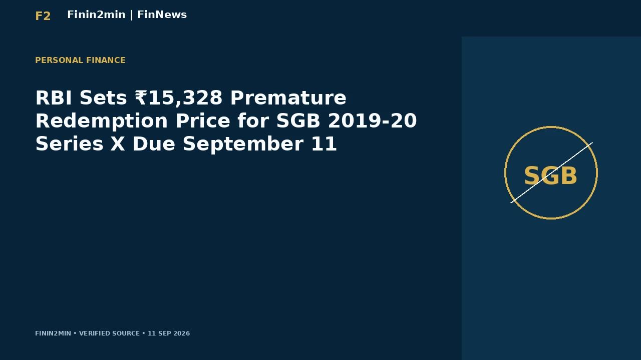 RBI Sets ₹15,328 Premature Redemption Price for SGB 2019-20 Series X Due September 11