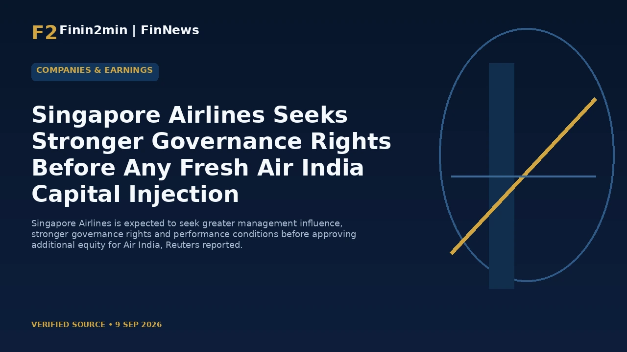Singapore Airlines Seeks Stronger Governance Rights Before Any Fresh Air India Capital Injection