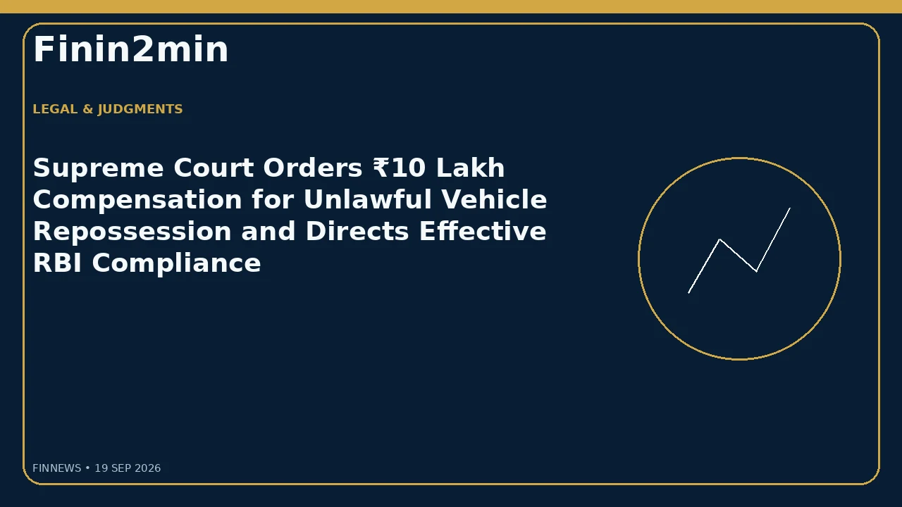 Supreme Court Orders ₹10 Lakh Compensation for Unlawful Vehicle Repossession and Directs Effective RBI Compliance