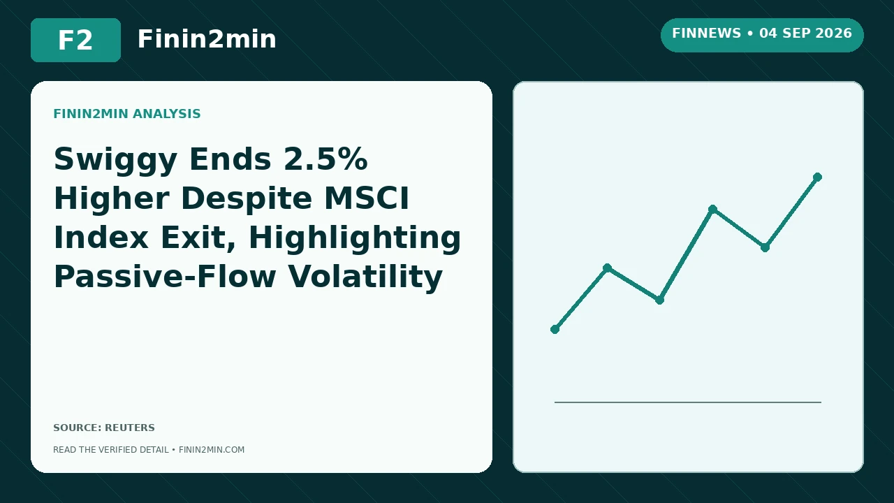 Swiggy Ends 2.5% Higher Despite MSCI Index Exit, Highlighting Passive-Flow Volatility | Finin2min FinNews