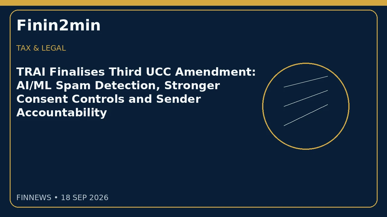 TRAI Finalises Third UCC Amendment: AI/ML Spam Detection, Stronger Consent Controls and Sender Accountability
