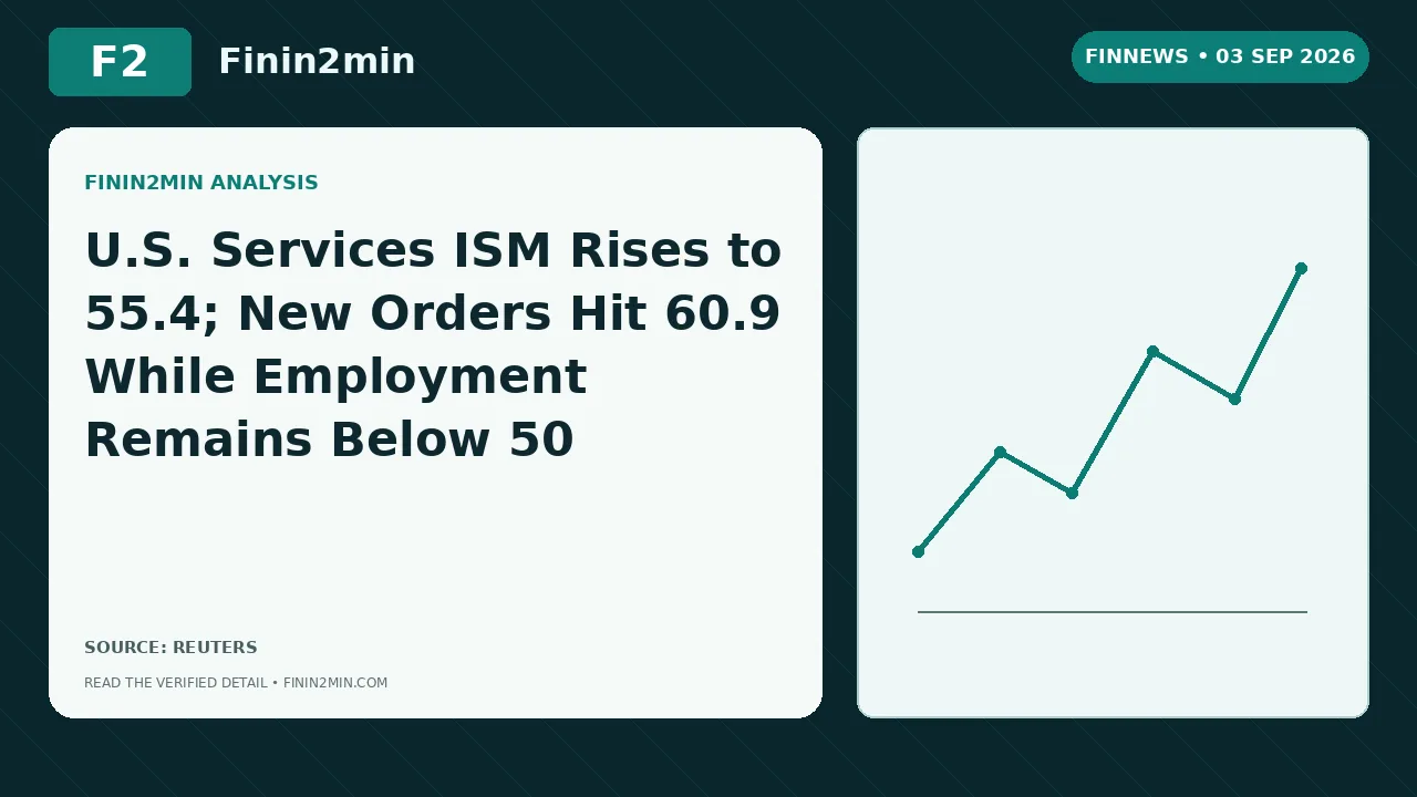 U.S. Services ISM Rises to 55.4; New Orders Hit 60.9 While Employment Remains Below 50