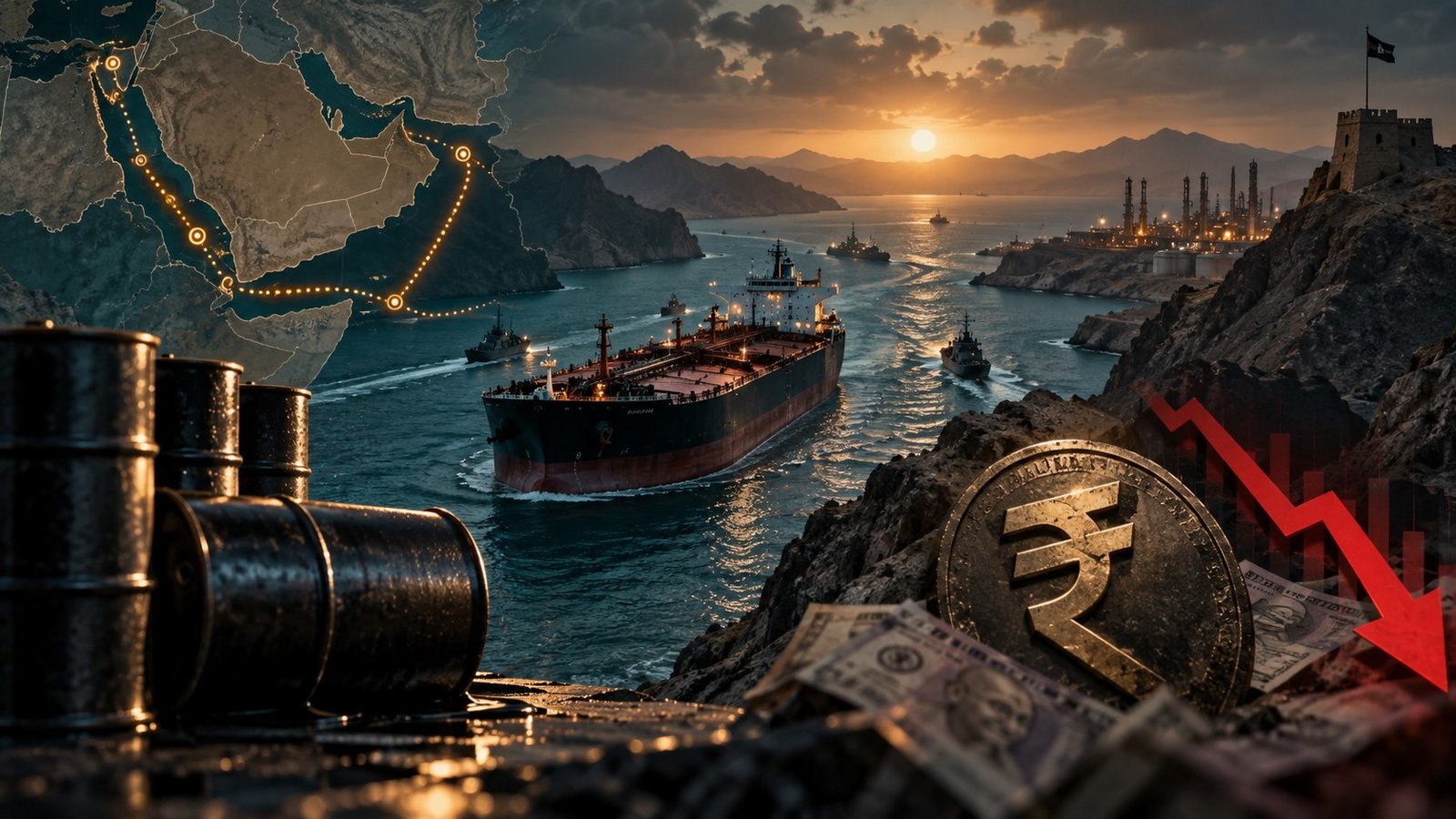 Crude oil and rupee macro risk visual