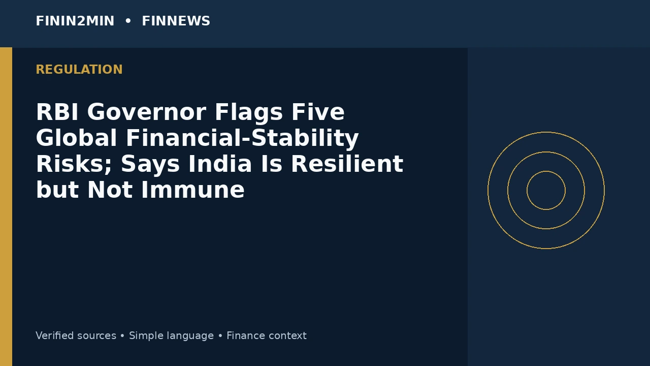 RBI Governor Flags Five Global Financial-Stability Risks; Says India Is Resilient but Not Immune