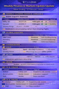 📊 Finin2min — Weekly Finance and Markets Update | Week Ending: Sunday, 22 February 2026